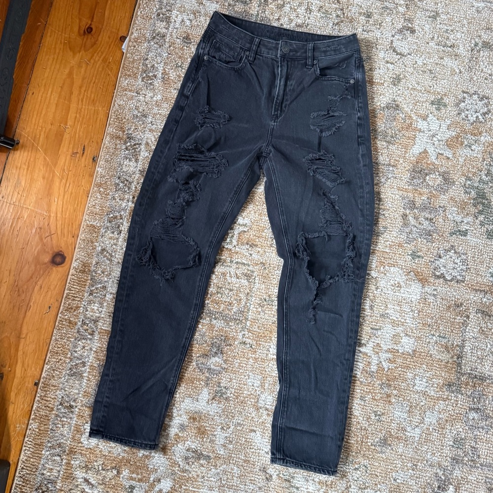 American Eagle Outfitters Black Washed High-Rise Jeans
